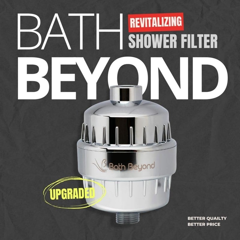 Bath Beyond Shower Filter Vitamin C 15 Stage High Output Water Filter With cartridge for Hard Water - Shower Head Filter Removes Chlorine Fluoride and Improves The Condition of Your Skin, Hair - Image 2